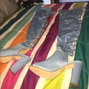 Long over the knee opened toe boots
